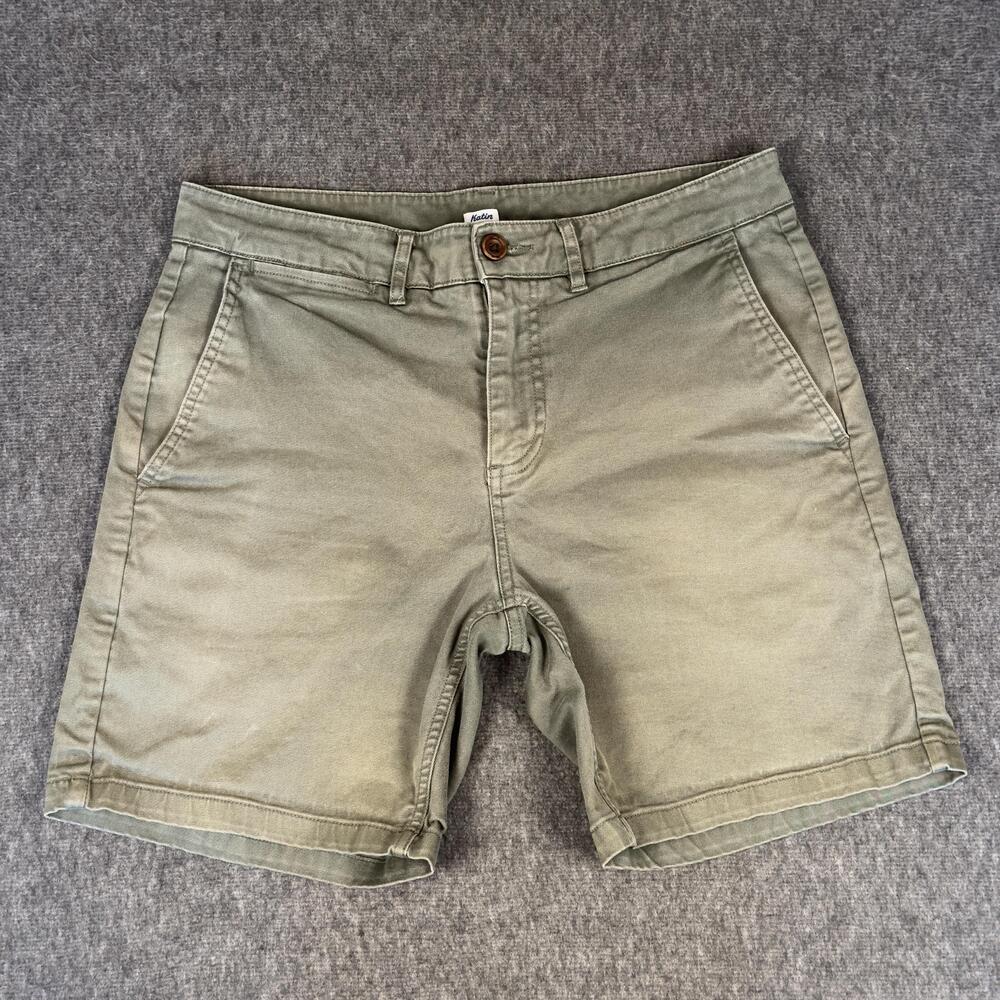 Katin Shorts Mens 31 Green Chino Canvas 8 Inch Inseam Stretch Casual Summer